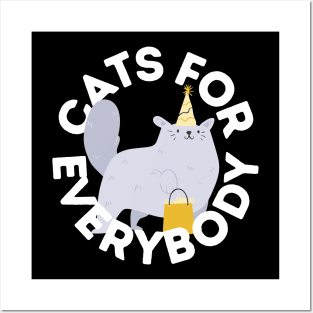 Cats For Everybody Festive Cat Bearing Gifts Funny Christmas Gift for Cat Owners and Feline Lovers Posters and Art